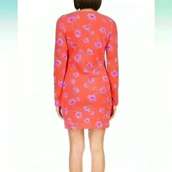 NWT Sanctuary Hem Detail Long Sleeve Red Floral Skimmer Dress Size Medium - Picture 4 of 7